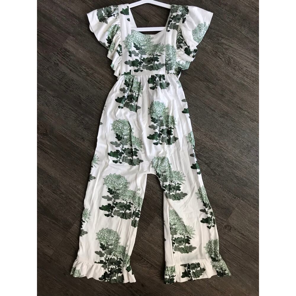 Kate Quinn The Woods Floral Ruffle Wide Leg Jumpsuit Size 3T